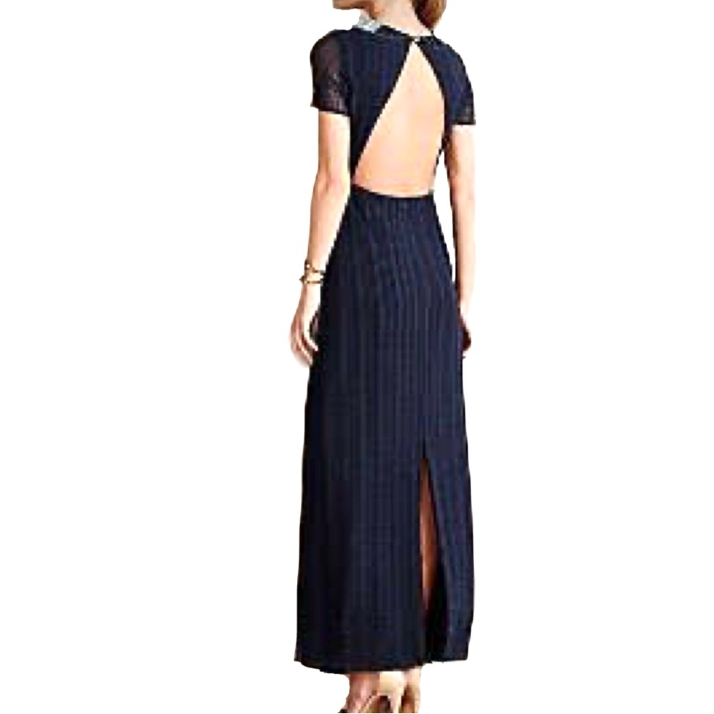Anthropologie Brand M VK by Korovilas Blue Backless Beaded Collar Maxi Dress - Picture 2 of 9